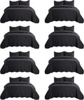 IR Imperial Rooms 8 Pack California King Quilt Bedding Set (118"x106") - Bulk Wholesale for Hotels, Guest Bedroom & Airbnbs - Lightweight Microfiber Reversible Embossed Quilts Bedspread (Black)