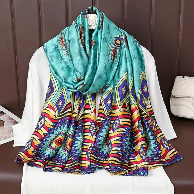 Fashion Scarves Scarf 100% Silk Feeling Scarf Silk Like Scarves Long Lightweight Sunscreen Shawls for Women