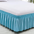 Light Blue Wrap Around Bed Skirts with 16" Drop - Three Sides Fabric Adjustable Elastic Dust Ruffle Silky Soft -600 TC Stretchy Bed Skirt-RV King(72"X 80") Light Blue