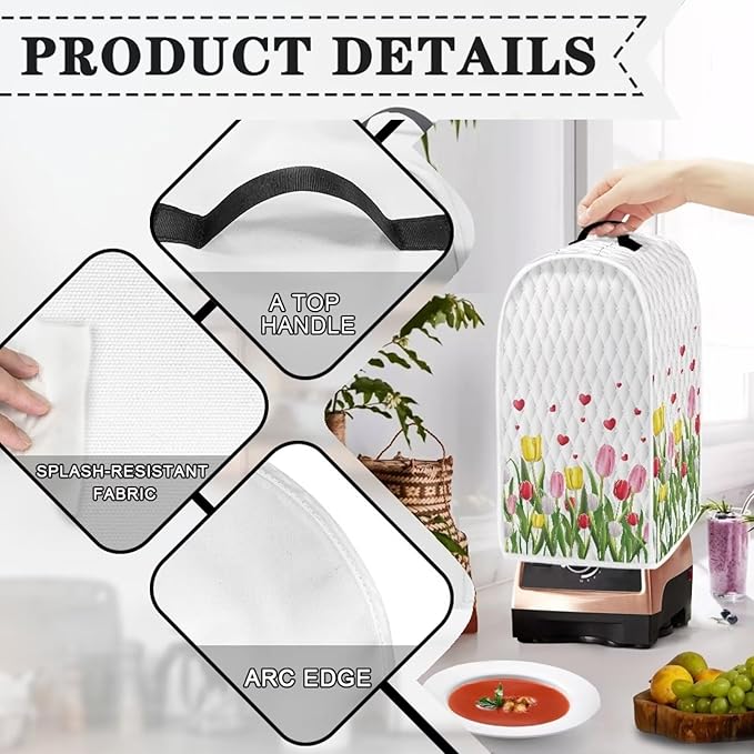 Tulip Flower Blender Cover Kitchen Home Decor Appliance Cover Dust Protection Kitchen Blender Protective Cover Anti-Stain and Anti-Static