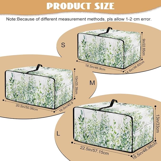 Toaster Oven Dust Cover with Storage Pockets, Dust-Proof Kitchen Appliance Protector for Small Appliances Convection Ovens, M, 16.5 x 20.5 x 10 Inches, Green Leaf White