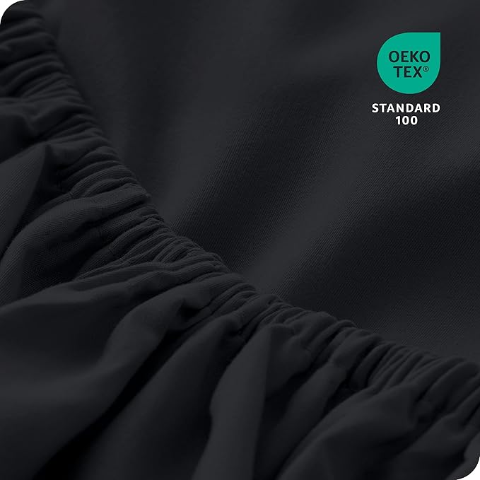 Bare Home 5-Pack Fitted Bottom Sheets Twin - Premium 1800 Ultra-Soft Wrinkle Resistant Microfiber - Deep Pocket (Twin, Black)
