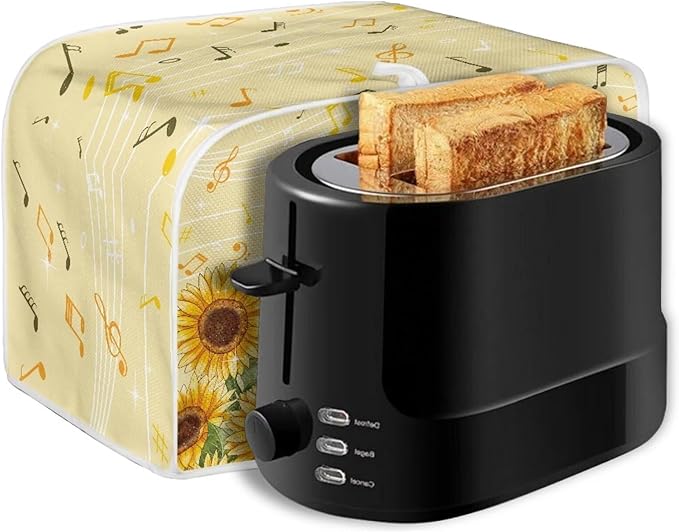Sunflower Music A Print Bread Maker Cover, Anti Dust Fingerprints Toaster Covers for Kitchen, Toaster Cover 4 Slice Wide Slots