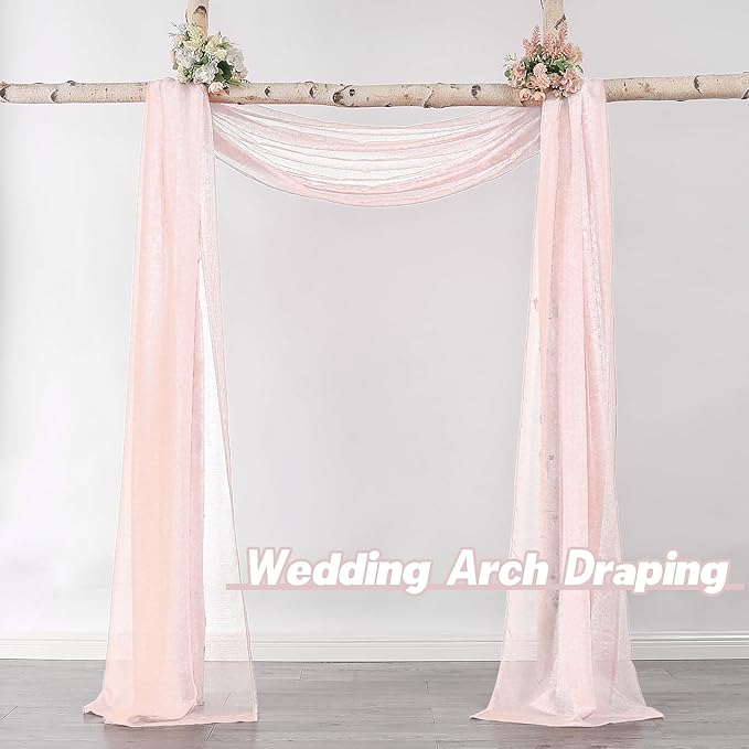 DONREN Luxury Sheer Window Scarf for Window - Treatment Add to Window Curtains for Enhanced Effect (Peach Pink,144 Inch Length,1 Panel)