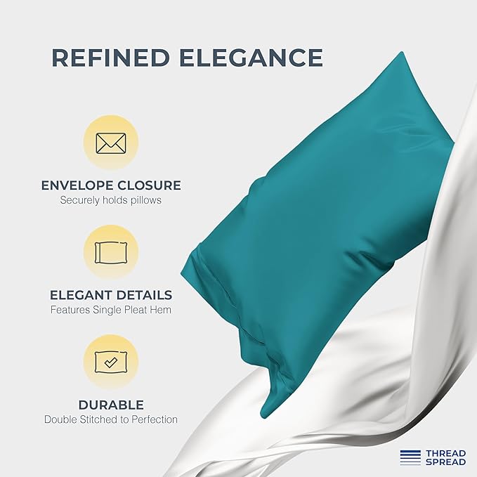 THREAD SPREAD 100% Egyptian Cotton Sheets California King Size Bed Set - 4 PC 1500 Luxury High Thread Count Teal Cal King Bed Sheets, Silky Soft, Cooling, Sateen, 17" Deep Pocket Bedsheet Set