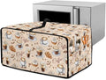 Waterproof Microwave Oven Dust Cover Heavy Duty Microwave Oven Grill Cover Dustproof Kitchen Machine Covers Case Protections for Toaster Oven, Coffee Cup Bean Bread Cream Print, S