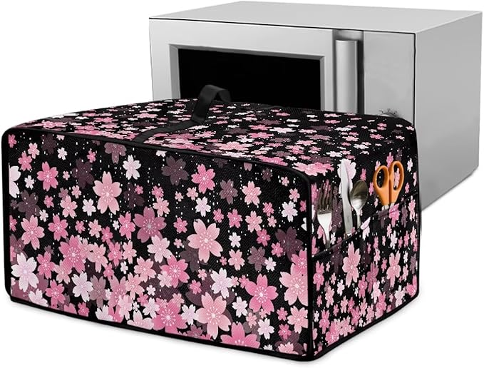 Waterproof Toaster Oven Cover Cherry Blossom Print Dust-Proof Microwave Oven Grill Cover Protector with Top Handle Easy to Clean Decor Accessories for Kitchen, M