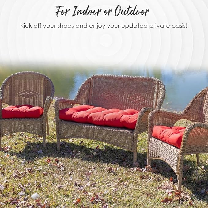 RSH DECOR: Tufted U-Shape Wicker Seat Cushions Set of 2 | 19” x 19” | All-Weather Spun Fabric | Water-Resistant | Outdoor Chair Cushions for Patio Furniture | Classic Pink Stripe