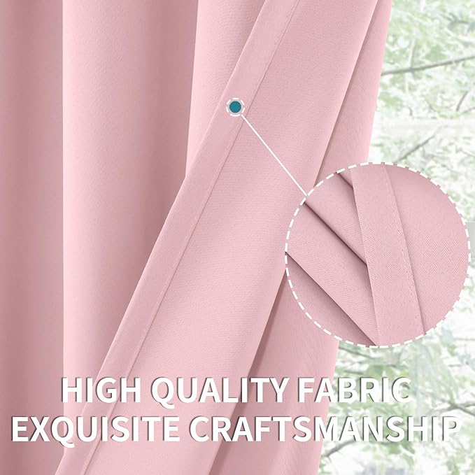 BGment Baby Pink Room Darkening Curtains for Kids Room 72 Inch Legnth - Rod Pocket Thermal Insulated Window Curtain for Girl Bedroom, 42 x 72 Inch, 2 Panels