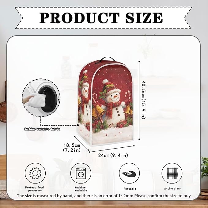 Snowman Blender Cover Dust Cover for Kitchen Cute Food Processor Dust Covers with Handle Easy to Install Protection Covers for Stand Mixer Juice Machine Christmas Decoration