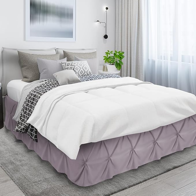 Nestl Dusty Purple Bed Skirt Queen Size, Pinch Pleat Queen Bed Skirt, 14" Inch Drop Queen Bedskirt Hotel Quality Dusty Purple Bed Skirts Microfiber Bedskirt for Queen Bed, Dusty Purple Queen Bed Skirt
