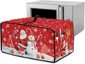 Christmas Toaster Oven Dust Cover Dustproof Smart Oven Air Fryer Microwave Cover with Side Pockets, Electric Appliance Protector for Kitchen, M, Santa Claus Snowman Candy Cane Red