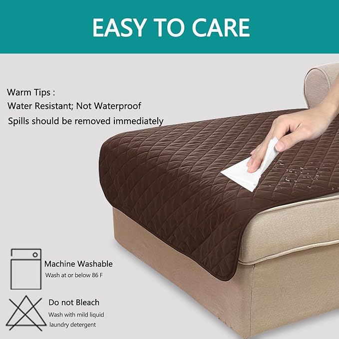 U-NICE HOME Sectional Couch Cover for Dogs Chaise Lounge Reversible Sofa Cover Furniture Protector Cover for Pets with Elastic Adjustable Strap (Chaise Lounge, Chocolate/Chocolate)