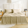 Lightweight Soft King Sheet Set - Luxury 4 Piece Breathable Cooling Sheets for King Size Bed, 16" Deep Pocket Easy Care Wrinkle Free Bedding Sheet and Pillowcase Set, Beige