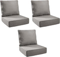 Outdoor Cushion Set for Furniture Patio Furniture, UV Resistant, Water Resistant - 6 Inch Thick Foam Garden Cushions– 22x24 Inch Patio Seat Covers for Chair/Sofa/Couch | Grey | 3-Pack |