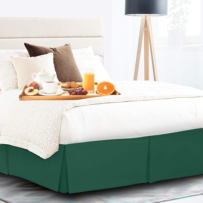 Nestl Hunter Green Twin Bed Skirt - Twin Size Bed Skirt 14 Inch Drop - Brushed Microfiber Bed Skirts - Hotel Quality Pleated Bed Skirt - Shrinkage & Fade Resistant