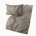 The HomeCentric King Queen Twin Beige Linen Bed Runner & Decorative Throw Pillow Cover, Full Size 68"x18" Bed Runner with 2 Pillow Cover, Linen & Embroidery, Chevron Modern Pattern - Dotty Chevron