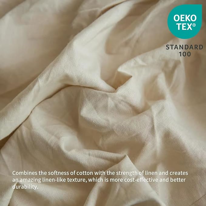 BISELINA French Linen Bed Skirt with Pleated Frills 18-Inch Tailored Drop Natural Flax Cotton Blend Dust Ruffle Soft Cozy Farmhouse Bedding (18" Twin, Ruffle Linen)