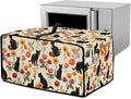 Black Cat Rose Daisy Floral Print Microwave Oven Cover with Storage Pockets Toaster Oven Dust Cover Universal Dustproof Kitchen Appliance Protector Suitable for Most Microwave Ovens, L