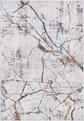 SAFAVIEH Amelia Collection X-Large Area Rug - 12' x 15', Grey & Blue Gold, Modern Abstract Design, Non-Shedding & Easy Care, Ideal for High Traffic Areas in Living Room, Bedroom (ALA293M)