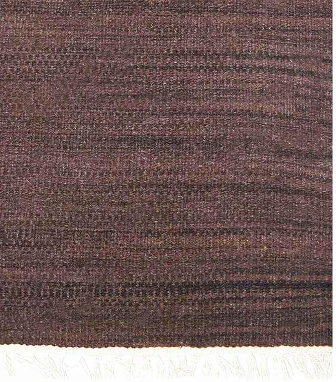Rugsotic Carpets Hand Woven Flat Weave Kilim Wool 2'6''x10' Runner Area Rug Solid Dark Brown D00111