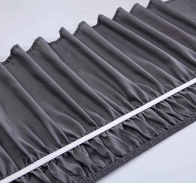 MEILA Wrap Around Bed Skirt Three Fabric Sides Elastic Dust Ruffled 14 Inch Tailored Drop,Easy to Install Fade Resistant-Dark Grey, Twin/Full