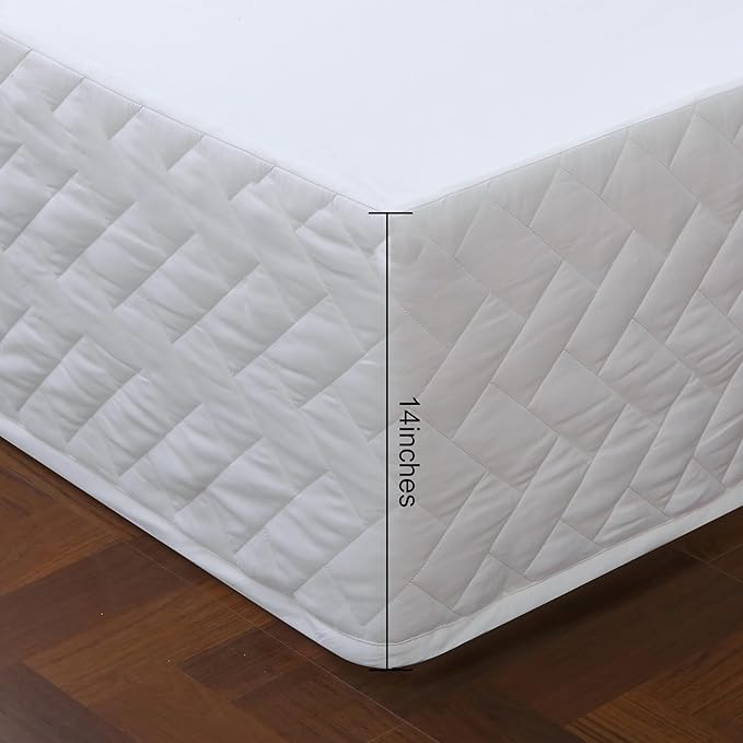 Queen Bed Skirt-Box Spring Cover with 14 Inch Tailored Drop,Wrinkle and Fade Resistant Hotel Wrap Around Bed Skirts,Bed Frame Cover (Checkered White, Queen)