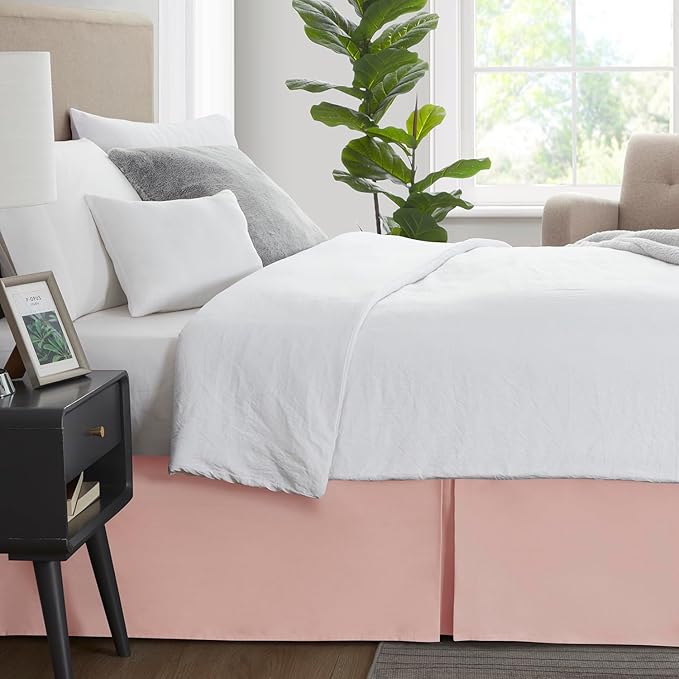 Nestl Peach Beige Bed Skirt King Size - King Bed Skirt 14 Inch Drop - Brushed Microfiber Bed Skirts - Hotel Quality Pleated Bed Skirt - Shrinkage & Fade Resistant