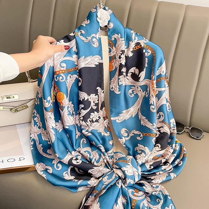 Fashion Scarves Scarf 100% Silk Feeling Scarf Silk Like Scarves Long Lightweight Sunscreen Shawls for Women