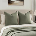 MIULEE Decorative Euro Sham Pillow Covers 24x24, 2 Pack Large Boho Farmhouse Neutral Throw Pillows for Bed, Thick Textured Modern Linen Cushion Cases Couch Sofa Living Room Home Decor, Olive Green