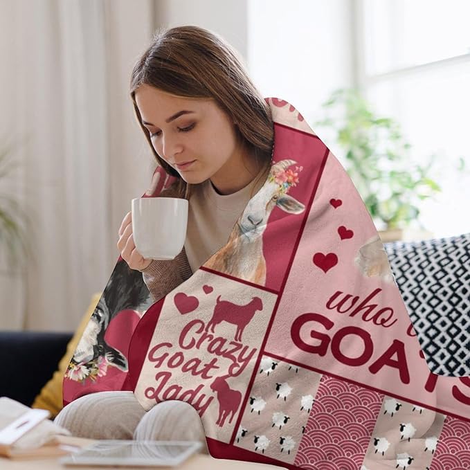 Goat Blanket Just A Girl Who Loves Goats Sheep Lamb Print Throw Blankets for Sofa Stuff Decor Soft Cozy Fleece Plush Flannel Gifts for Baby Kids Women Adults Lover 60"x80"