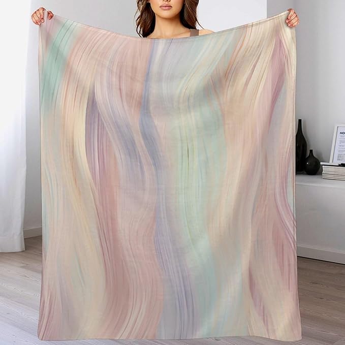 Fashion Gradient Blanket, Modern Abstract Art Colorful Pink Painting Strokes Pattern Soft Warm Cozy Plush Flannel Covers for Livingroom Bedroom Couch Chair Camping Travel Home Decor Tapestry 40x50in