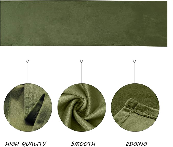 BALCONY & FALCON Velvet Table Runner 14"x95" Olive Luxury Machine Washable Farmhouse Vintage Runner for Table Dining, Party, Wedding, Birthday, Easter, Thanksgiving & Christmas & Home Décor