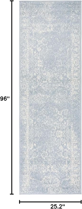 SAFAVIEH Adirondack Collection Runner Rug - 2'1" x 8', Slate & Ivory, Distressed Vintage Floral Design, Non-Shedding & Easy to Clean, Ideal for Hallway, Foyer, Entryway, Bedroom (ADR109T)