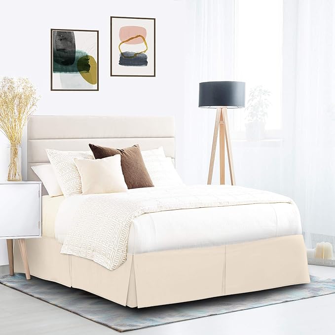 Nestl Cream Bed Skirt Queen Size - Queen Bed Skirt 14 Inch Drop - Brushed Microfiber - Hotel Quality Pleated Bed Skirt - Shrinkage & Fade Resistant