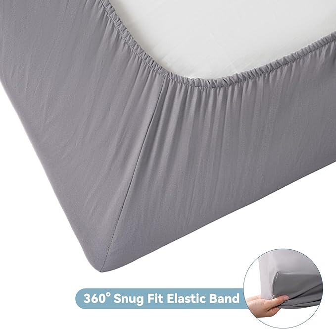 Cot Sheets 31" x 75", Cot Fitted Sheet for Narrow Twin/RVs Bunk/Camper Bunk/Guest Beds/Army Cots/Trifold Mattress/Travel Size Mattress, Shrinkage & Stain Resistant Cot Size Cover, Gray