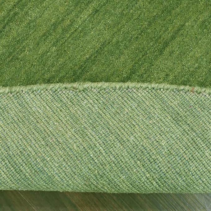 Hand Knotted Loom Wool ECO-Friendly Area Rugs - 8'x8', Round, Green Color, Solid Plain Design, High Pile Thick Handmade Anti Skid Area Rugs for Living Room, Bed Room (L00111)