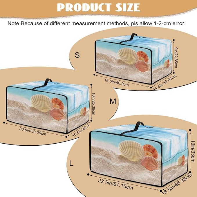 Toaster Oven Dust Cover Protective Microwave Oven Cover with Pockets, Small Appliance Decor for Kitchen Countertop, S, Beach Seashell