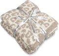 Soft Leopard Throw Blanket Cozy Lightweight Fluffy Reversible Cream Cheetah Blanket Throw for Sofa Couch Bed Camping Travel Decor, Beige