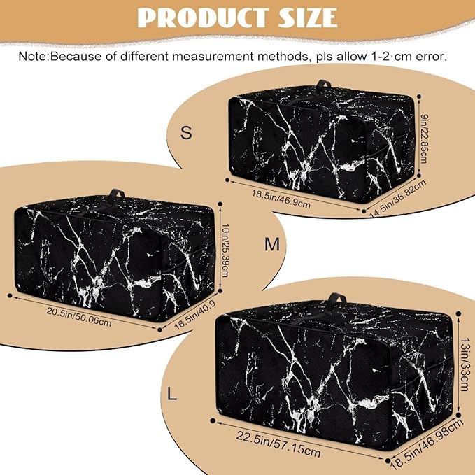 Air Fryer Toaster Oven Dust Cover Protective Microwave Oven Cover with Pockets, Dust-proof Countertop Appliance Protector, L, 18.5 x 22.5 x 13 Inches, Black Marble White Crack