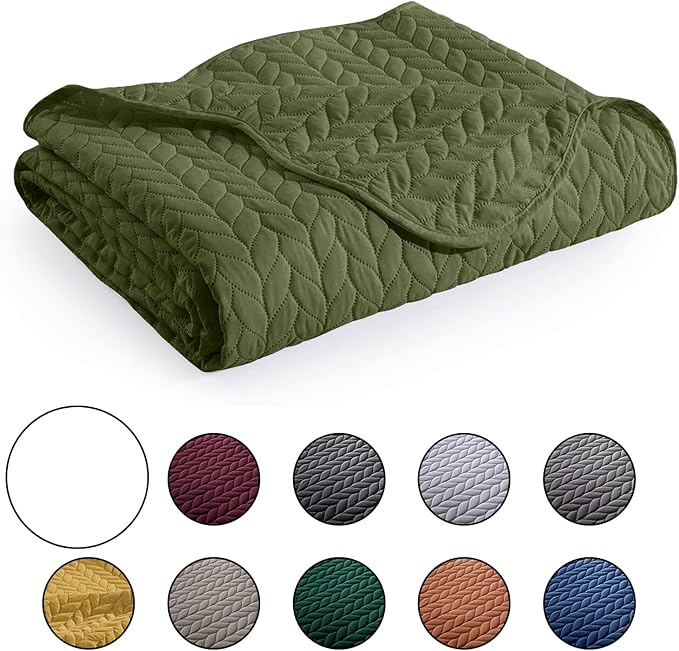 IR Imperial Rooms 8 Pack Quilt King Size Bedding (106" x 96") - Bulk Wholesale for Hotels, Guest Bedroom & Airbnbs - Lightweight Microfiber Reversible Embossed Quilts Bedspread (Olive Green)