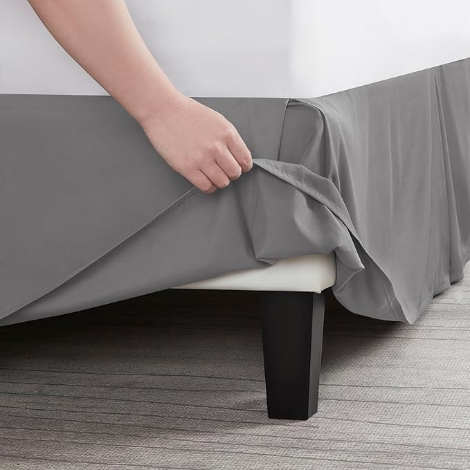 Nestl Grey Blue Bed Skirt Cal King Size - Cal King Bed Skirt 14 Inch Drop - Brushed Microfiber Bed Skirts - Hotel Quality Pleated Bed Skirt - Shrinkage & Fade Resistant