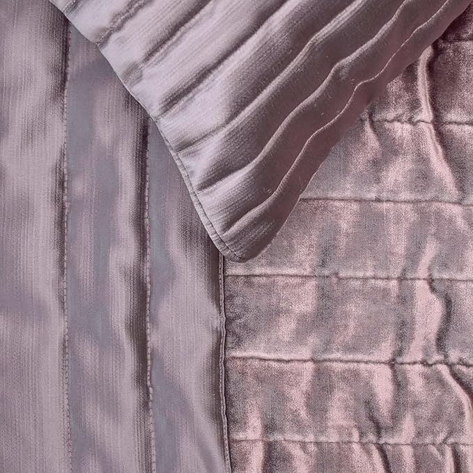 The HomeCentric King/Queen/Twin Purple Decorative Twin 53"x18" Bed Runner Without Pillow Cover, Patchwork, Quilted, Striped Bed Scarf on Satin Fabric - Plum Radiance