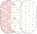 3-Pack Organic Bassinet Sheets for Girls Stretch, Soft Cozy Fitted Bassinet Mattress Sheet (32" x 16") Universal Fit for Hourglass, Oval, & Rectangle Mattresses Pink Butterfly