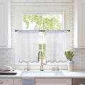 MIULEE Short Sheer Curtains 30 Inch Length for Kitchen Bathroom Cafe Half Window Treatment, Rod Pocket Tier Curtains 2 Panels, 29x30 Inches Long, Greyish Lilac