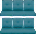 Patio Chair Cushions 6 Packs - Outside High Back Thick Water-Resistant Cushion 22x24 for Outdoor Glider Rocking Chairs Loveseat 3-Seater Couch Sofa – Peacock Green/Buckle