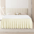 Twin Bed Skirt, Wrap-Around Elastic Ruffled Eyelet Bed Skirt Twin Size Dust Ruffle with Gathered Styling and Embroidered Details, 18" Drop Length (Light Yellow)