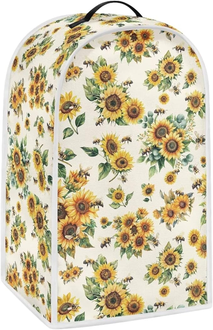 Talayituse Sunflower Bee Print Blender Dust Cover, Fingerprint Protection Cover for Stand Mixer or Coffee Machine, Home Kitchen Appliance Covers for Stain Dust Resistant Supplies