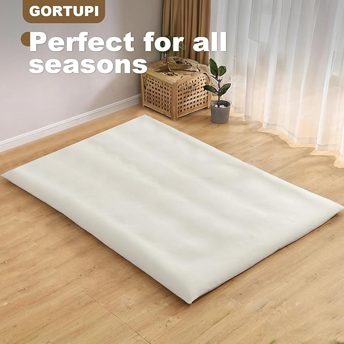 Floor Futon Cover Full Size 82" L x 56" W Japanese Floor Futon Mattress Slipcover Tatami Mats Cover Washable Beige