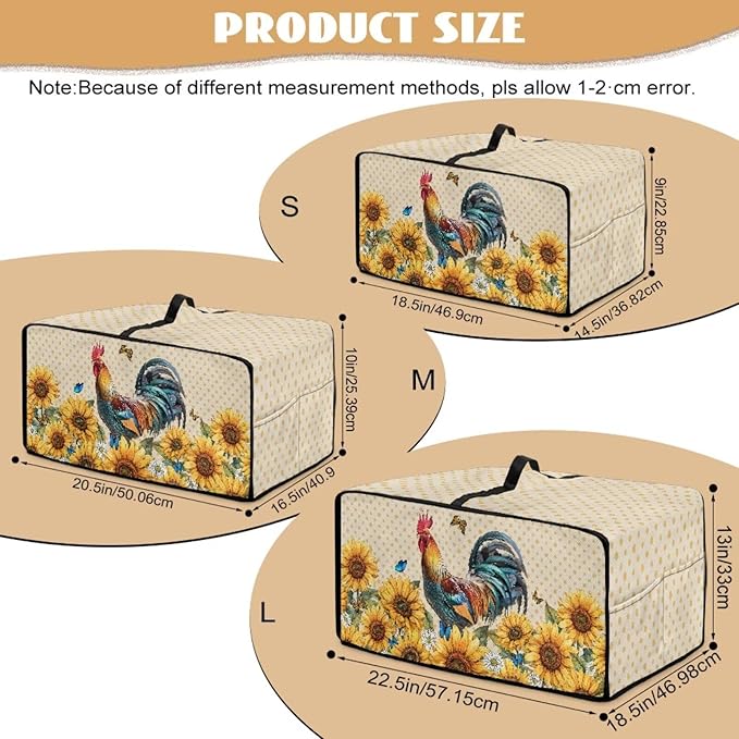Microwave Oven Dust Cover Waterproof Dustproof Microwave Toaster Oven Cover Fabric Kitchen Machine Covers for Toaster Oven Air Fryer, Rooster Chicken Sunflower Butterfly Polka Dot Print, M